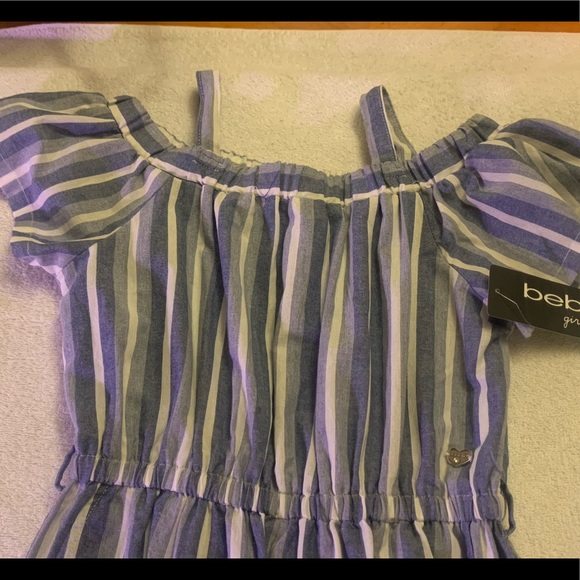 Bebe Striped Detail Denim One Piece Size 14 - Picture 2 of 4